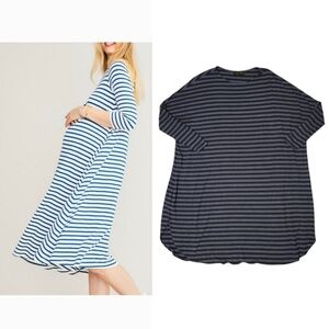 Hatch Striped Maternity Dress in Navy and White